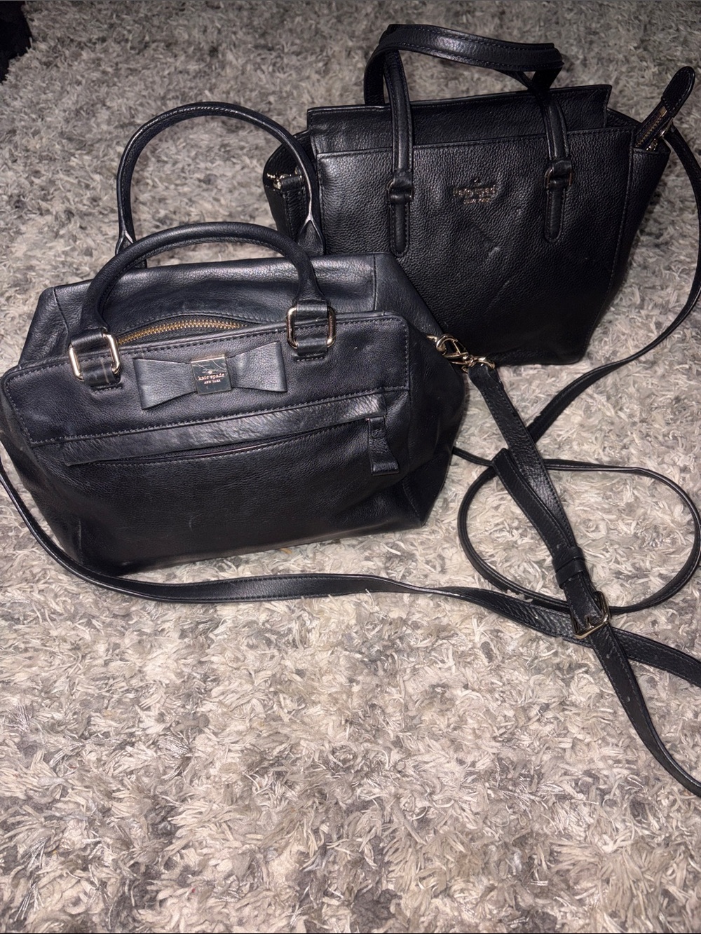 kate spade Black Leather Double Shoulder Bag Set